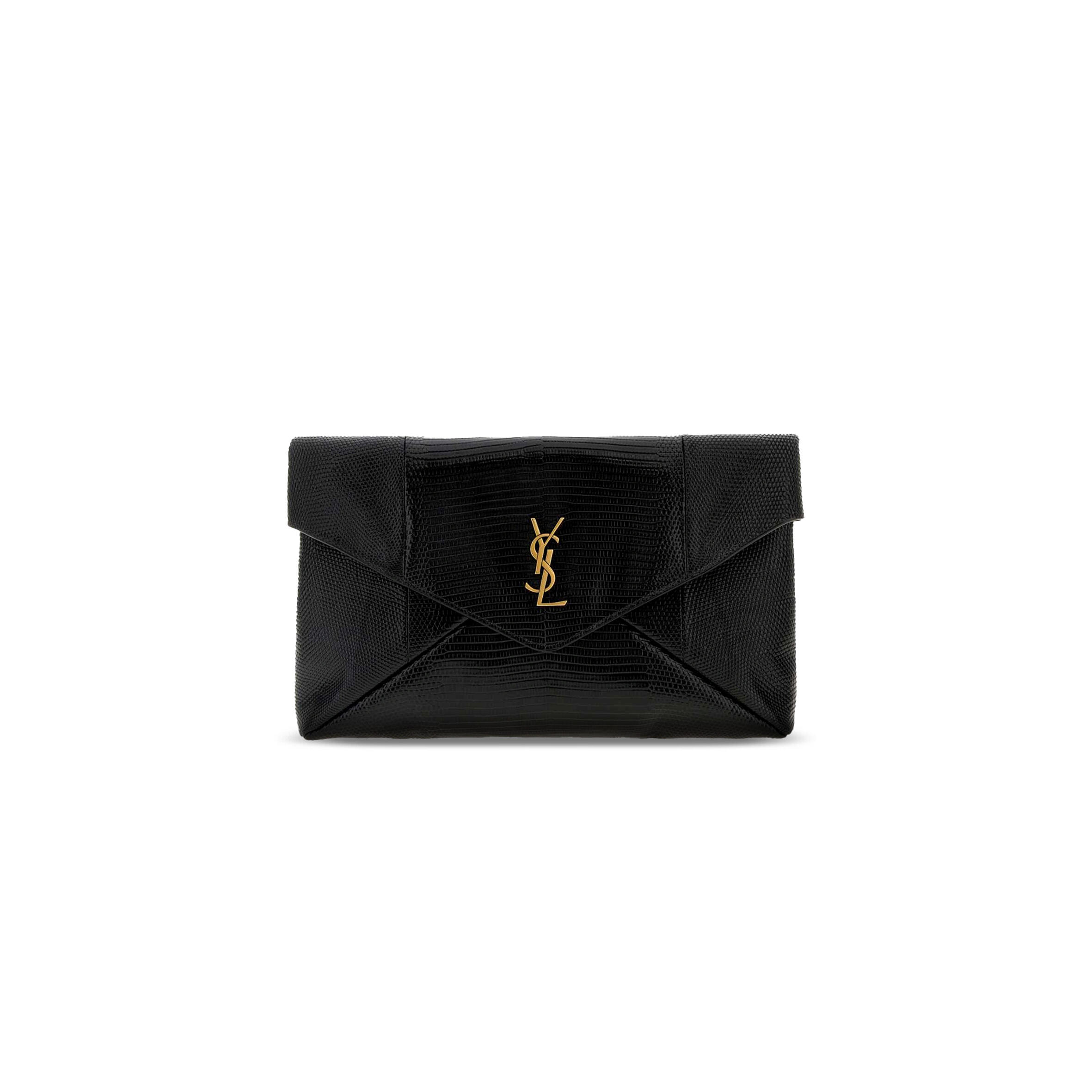 YSL CASSANDRE LARGE ENVELOPE POUCH IN LIZARD-EMBOSSED LEATHER 769307 (29.5*18*4.5cm)